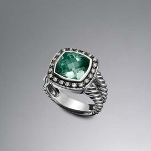 David Yurman 925 Silver Jewelry 11mm Prasiolite Moonlight Ice Ring Gemstone Jewelry