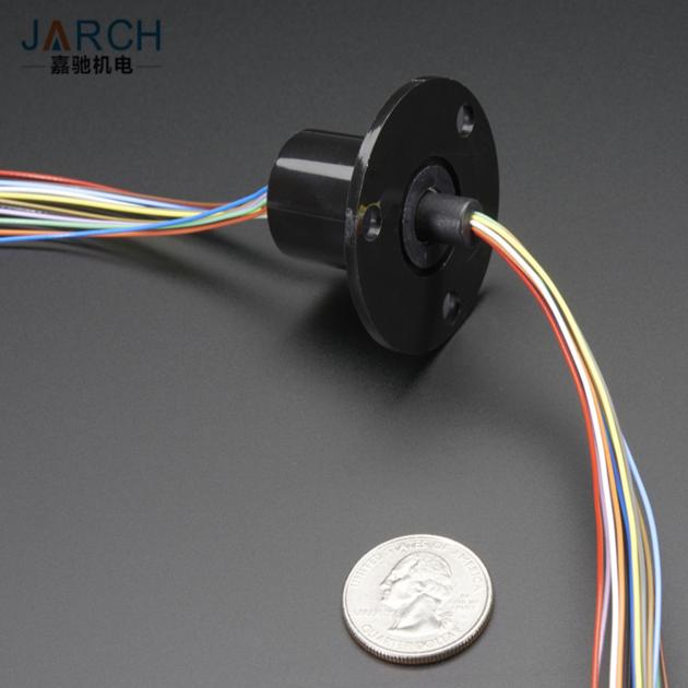 capsule Slip Ring with Flange - 22mm diameter, 12 wires, max 240V @ 2A 