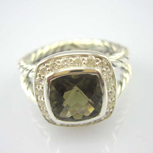 David Yurman Sterling Silver Ring 7mm Smoky Quartz Petite Albion Ring Fashion Women Jewelry