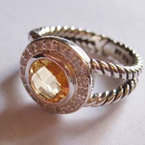 David Yurman 925 Silver Jewelry 8mm Citrine Petite Albion Ring Fashion Brand Jewelry