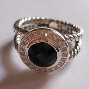 David Yurman Silver Jewelry 8mm Black Onyx Petite Albion Ring Fashion Gemstone Jewelry