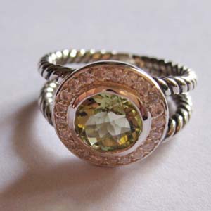 David Yurman 925 Silver Jewelry 8mm Peridot Petite Albion Ring Diamond Women Jewelry