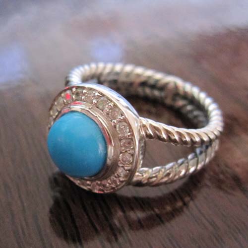 David Yurman Silver Jewelry 8mm Turquoise Petite Albion Ring Fashion Women Jewelry