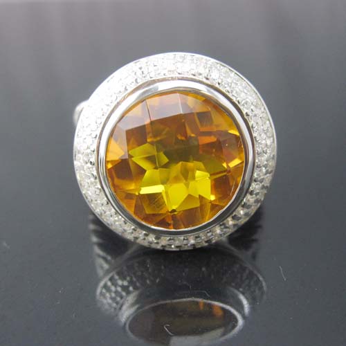 David Yurman Sterling Silver jewelry 14mm Citrine Cerise Ring Fashion Women Jewelry