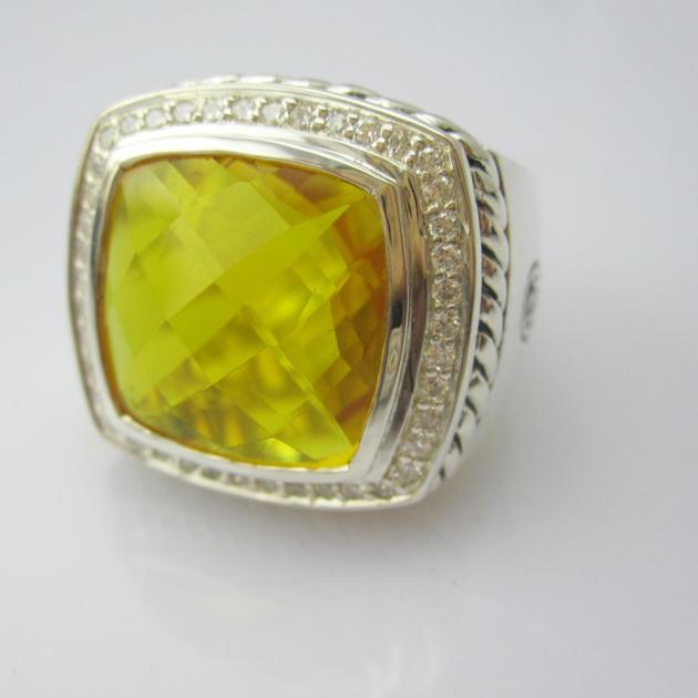 David Yurman Sterling Silver Jewelry 15mm Citrine Albion Ring Brand Jewelry