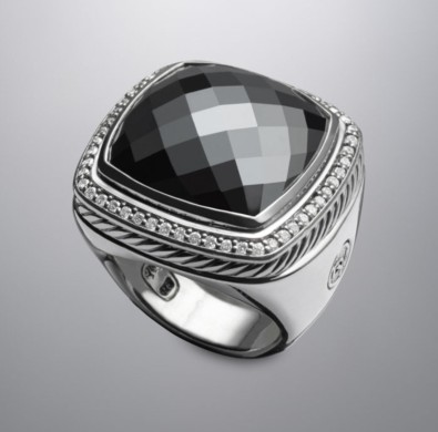 David Yurman Sterling Silver Jewelry 20mm Albion Ring with Hematite Gemstone Jewelry