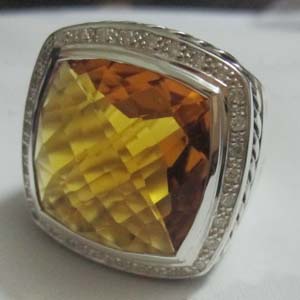 David Yurman Sterling Silver Jewelry 20mm Albion Ring with Citrine And CZ's Brand Jewelry
