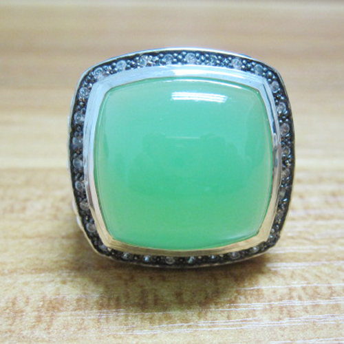 David Yurman Sterling Silver Jewelry 20mm Aqua Chalcedony Moonlight Ice Ring Fashion Jewelry