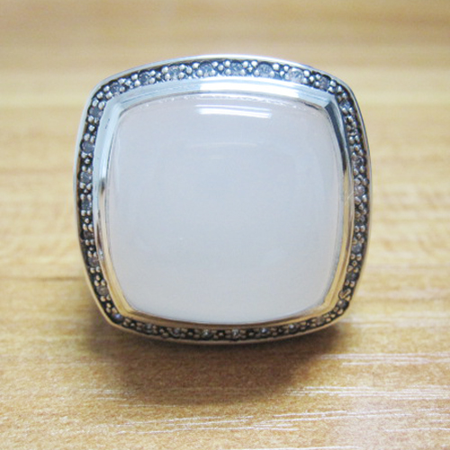 David Yurman Sterling Silver Jewelry 20mm Moonlight Ice Ring with Moon Quartz Brand Jewelry