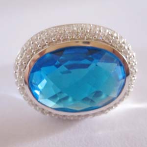 David Yurman Sterling Silver Jewelry Oval Blue Topaz Ring Brand Jewelry