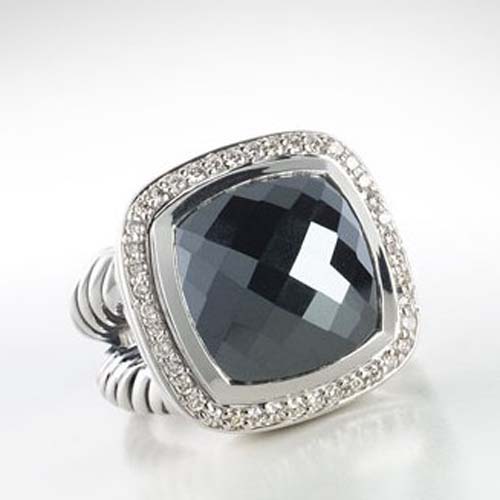 David Yurman Sterling Silver Jewelry 14mm Hematite Albion Ring Diamond Jewelry