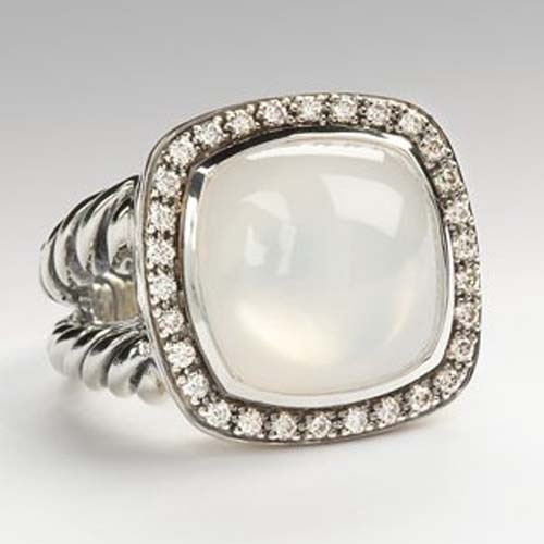 David Yurman Sterling Silver Jewelry 14mm Moon Quartz Moonlight Ice Ring Women Jewelry