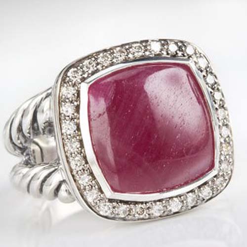 David Yurman Sterling Silver Jewelry 14mm Ruby Moonlight Ice Ring Diamond Jewelry