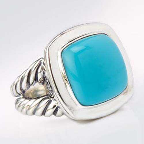 David Yurman Sterling Silver Jewelry 14mm Turquoise Albion Ring Gemstone Jewelry