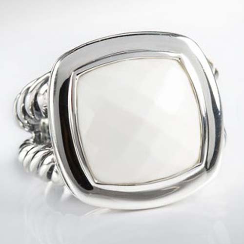 David Yurman 925 Silver Jewelry 14mm White Agate Albion Ring Fashion Brand Jewelry