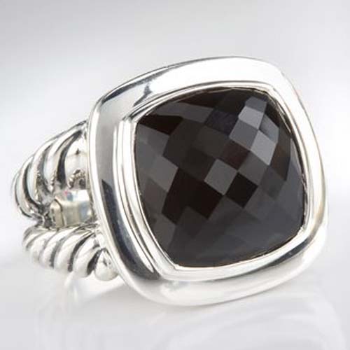 David Yurman Sterling Silver Jewelry 14mm Black Onyx Albion Ring Women Silver Jewellery