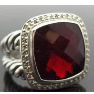 David Yurman Sterling Silver Jewelry 14mm Garnet Albion Ring Fashion Gemstone Jewelry