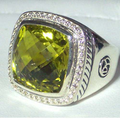 David Yurman Sterling Silver Jewelry 15mm Lemon Citrine Albion Ring Fashion Diamond Jewelry