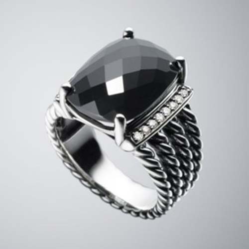 David Yurman Sterling Silver Jewelry 16x12mm Black Onyx Wheaton Ring