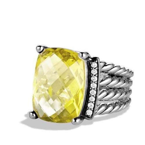 David Yurman Sterling Silver Jewelry 16x12mm SWheaton Ring with Lemon Citrine Fashion Jewelry