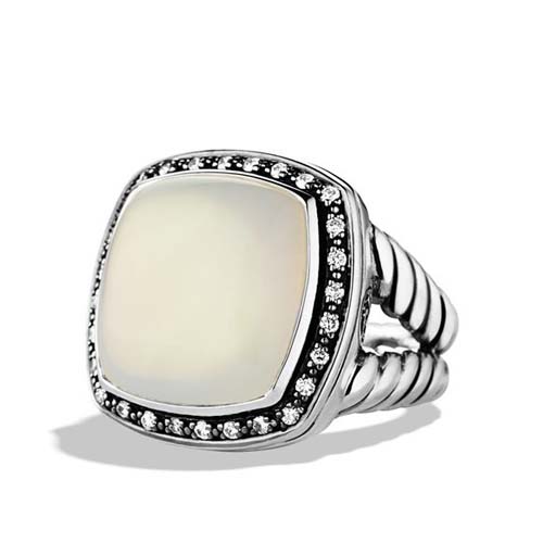 David Yurman Sterling Silver Jewelry 17mm Moon Quartz Moonlight Ice Ring Fashion Women Jewelry