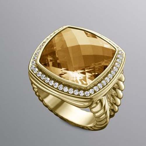 David Yurman Gold Plated Silver Jewelry 17mm Citrine Albion Gold Ring Fashion Silver Jewelry