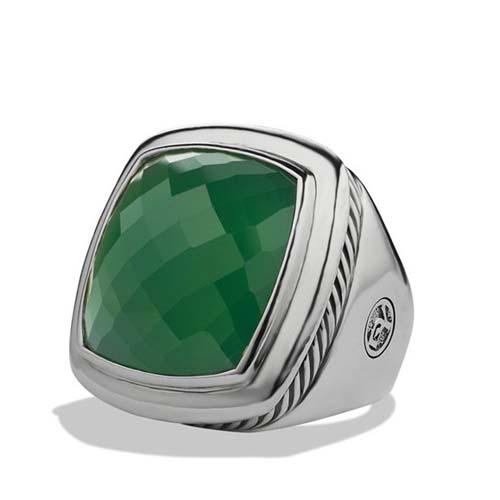David Yurman Sterling Silver Jewelry 20mm Albion Ring with Green Onyx Women Fashion Jewelry