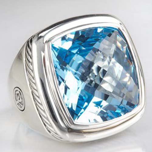 David Yurman Sterling Silver Jewelry 20mm Blue Topaz Albion Ring Fashion Women Jewelry