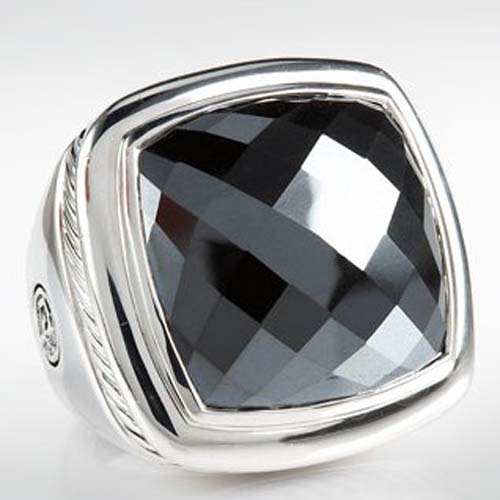David Yurman Sterling Silver Jewelry 20mm Hematite Albion Ring Fashion Gemstone Jewelry