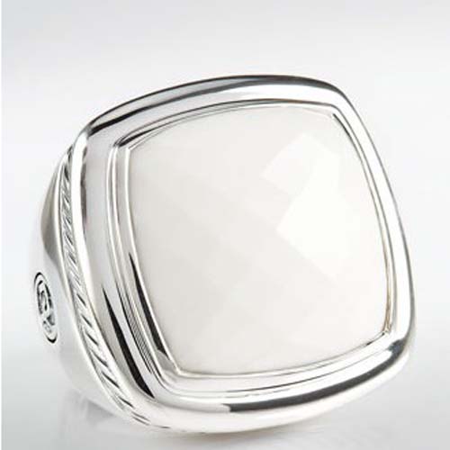 David Yurman Sterling Silver Jewelry 20mm White Agate Albion Ring Fashion Jewelry