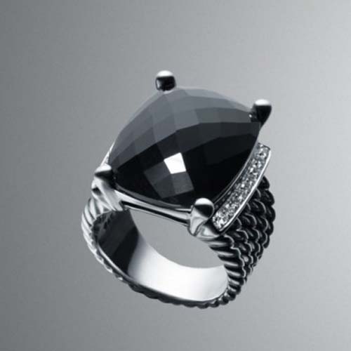 David Yurman Sterling Silver Jewelry 20x15mm Black Onyx Wheaton Ring Diamon Ring