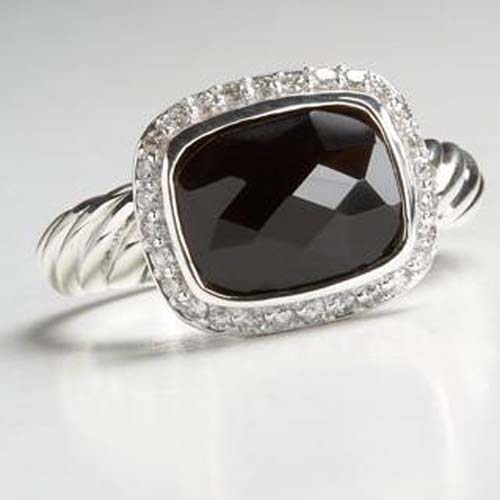 David Yurman Sterling Silver Jewelry 8x10mm Black Onyx Noblesse Ring Fashion Diamond Jewelry