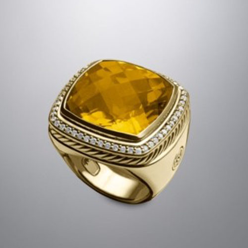 David Yurman Gold Plated Jewelry 20mm Citrine Albion Ring Sterling Silver Jewelry