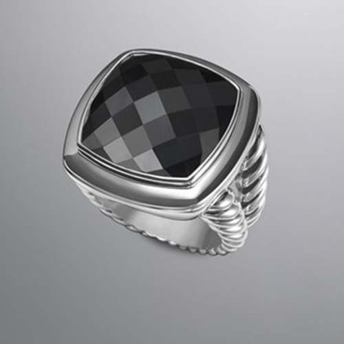 David Yurman Sterling Silver 17mm Albion Ring with Black Onyx Women Jewelry