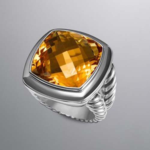 David Yurman Sterling Silver Jewelry 17mm Albion Ring with Citrine Women Brand Jewelry