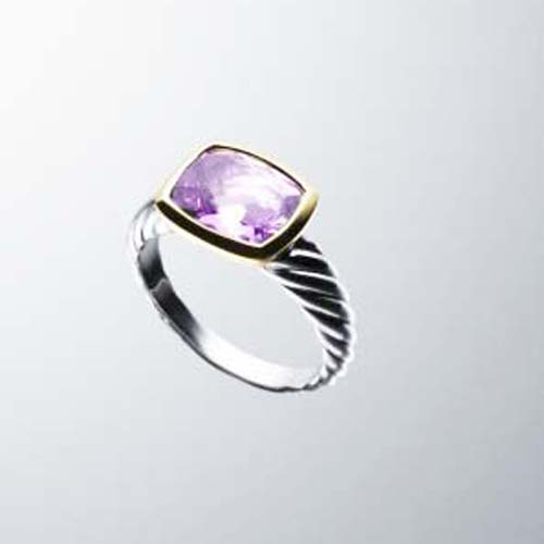 David Yurman 925 Silver Ring 8x10m Noblesse Ring with Amethyst Fashion Jewelry
