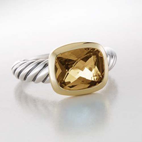 David Yurman Gemstone Jewelry 8x10mm Champagne Citrine Noblesse Ring Silver Gemstone Jewelry