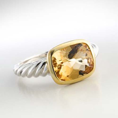 David Yurman Silver Jewelry 8x10mm Citrine Noblesse Cable Ring Brand Jewelry