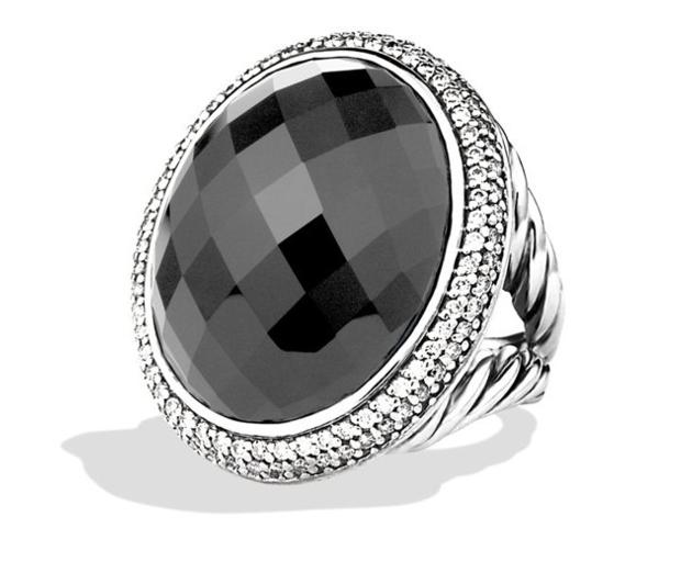 David Yurman 24X20MM DY Signature Oval Ring with Hematine and Diamonds