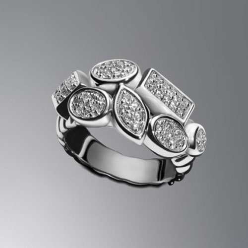 David Yurman Sterling Silver Jewelry Pave Diamond Confetti Ring Brand Gemstone Jewelry