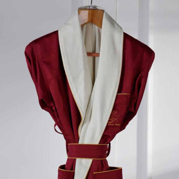 Eliya Brown Color Plain Dyed Glossy Cotton Kimono Bathrobe