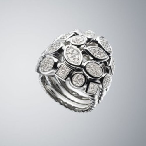 David Yurma Sterling Silver Jewelry Large Diamond Confetti Ring Fashion Jewelry