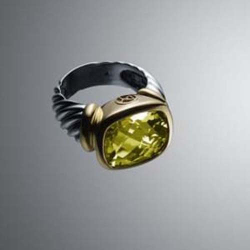 David Yurman Gold Plated Silver Jewelry Large Lemon Citrine Noblesse Ring Charm Jewelry
