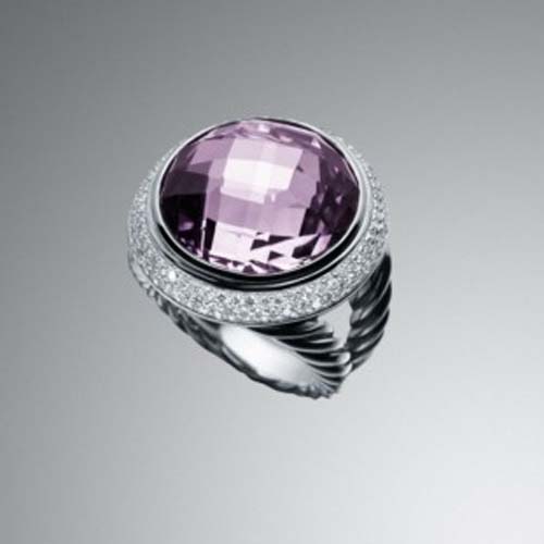 David Yurman Sterling Silver Jewelry 14mm Lavender Amethyst Cerise Ring Women Charm Jewelry