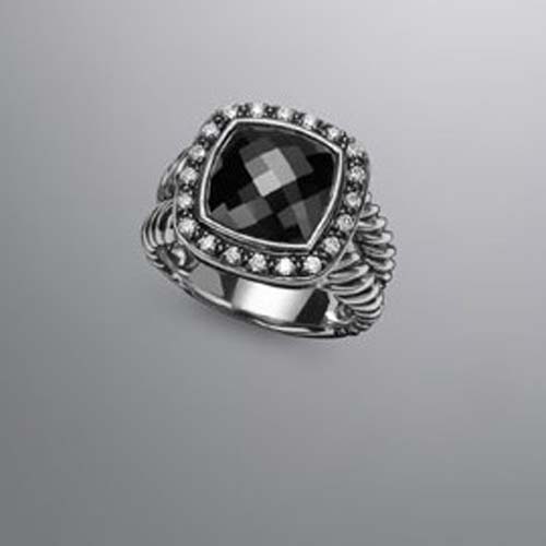 David Yurman 925 Silver Jewelry 11mm Hematite Moonlight Ice Ring Women Fashion Jewellery