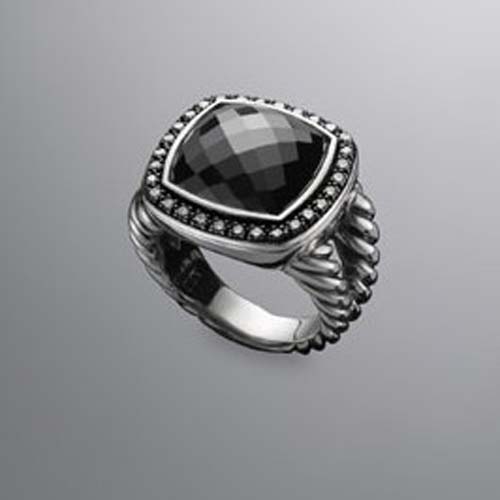 David Yurman Sterling Silver Jewelry 14mm Moonlight Ice Ring with Hematite Fashion Women Jewelry