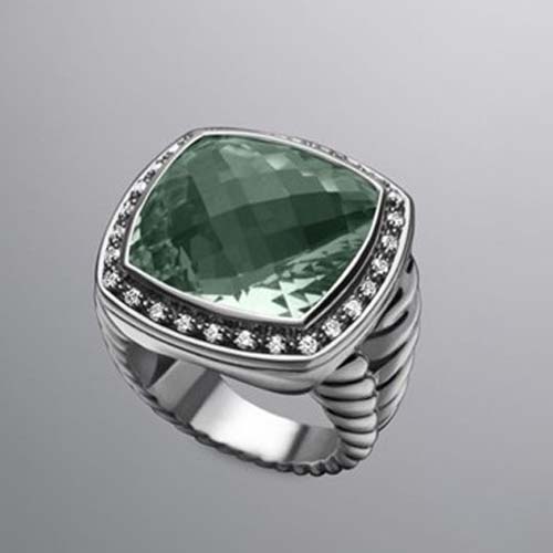 David Yurman 925 Silver Jewelry 17mm Prasiolite Moonlight Ice Ring Brand Jewelry