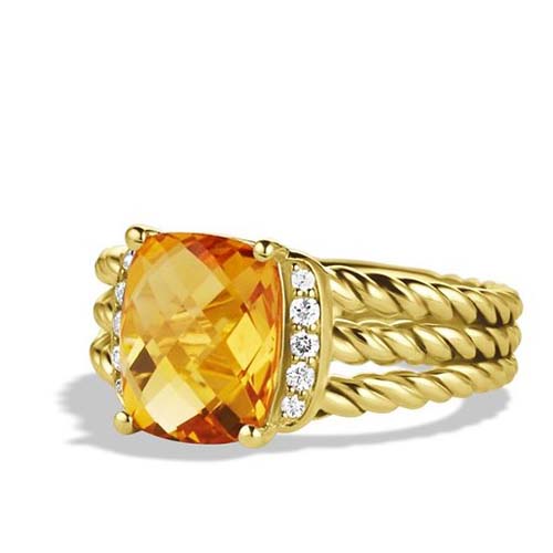 David Yurman Sterling Silver Jewelry Petite Wheaton Ring with Citrine in Gold Plated Women Jewelry