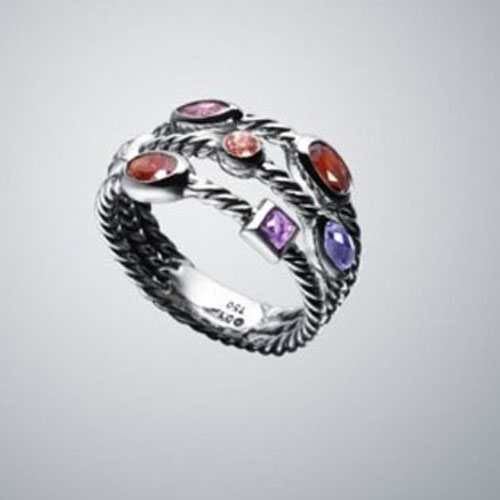 David Yurman Sterling Silver Jewelry Three-row Berry Confetti Ring Gemstone Jewelry
