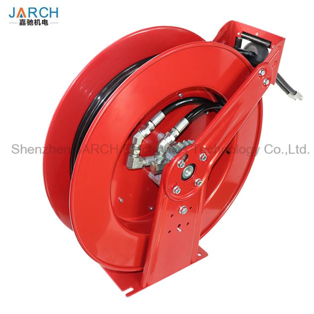 Double Tube Spring Hydraulic Roller Dual Pedestal Oil Hose Reel, Spring Auto Hose Reel for air/water
